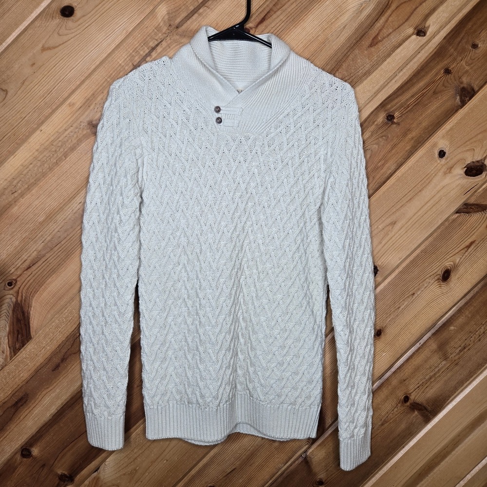 Hope‎ and Henry Cream Ivory Organic Cotton Cable knit Fisherman's Sweater Size L